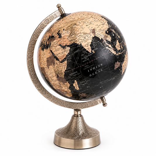 Multicolor 8 inch Home Decor Rotating World Globe with Aluminium Stand