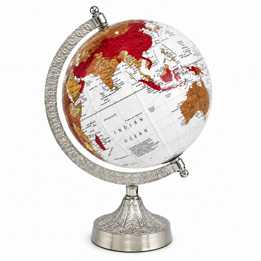 Multicolor 8 inch Home Decor Rotating World Globe with Aluminium Stand