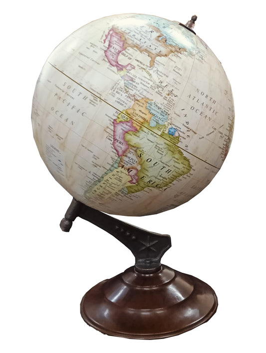 GLOBE DADDY Big 12 Inch Size World Map Globe with Stylish Copper Stand for Home,Living,Bedroom & Hall Décor Office Table, Gift Item, Kids Room, Educational Tool,Showpiece Item -Cream color