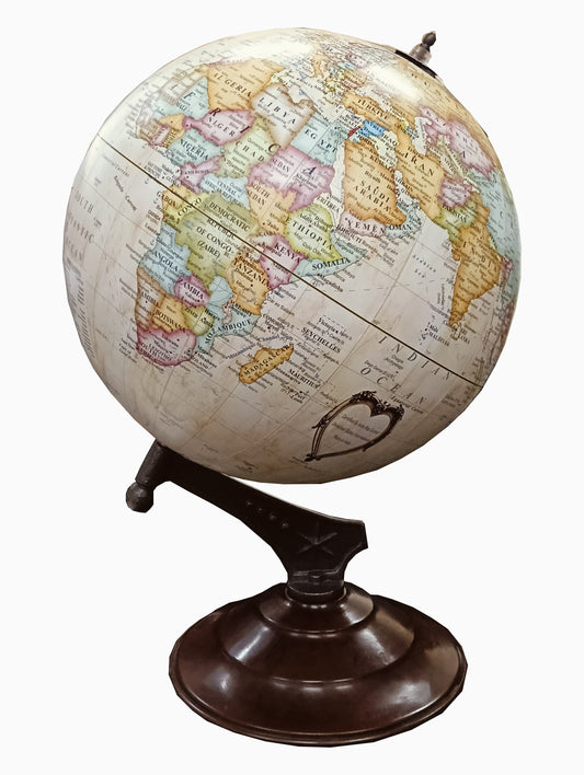 GLOBE DADDY Big 12 Inch Size World Map Globe with Stylish Copper Stand for Home,Living,Bedroom & Hall Décor Office Table, Gift Item, Kids Room, Educational Tool,Showpiece Item -Cream color
