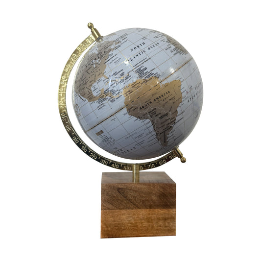 GLOBE DADDY 8 Inch Rotating World Globe with Metal Arc and Wooden Base for Office Table, Geography Learning, Studio or Cafe Decoration, Unique Gifts, Birthday and Anniversary Gift.