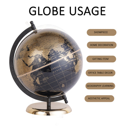 8 Inch Rotating World Globe with Metal Arc Base