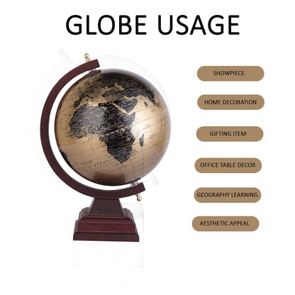 Desktop World Globe with English Wooden Stand