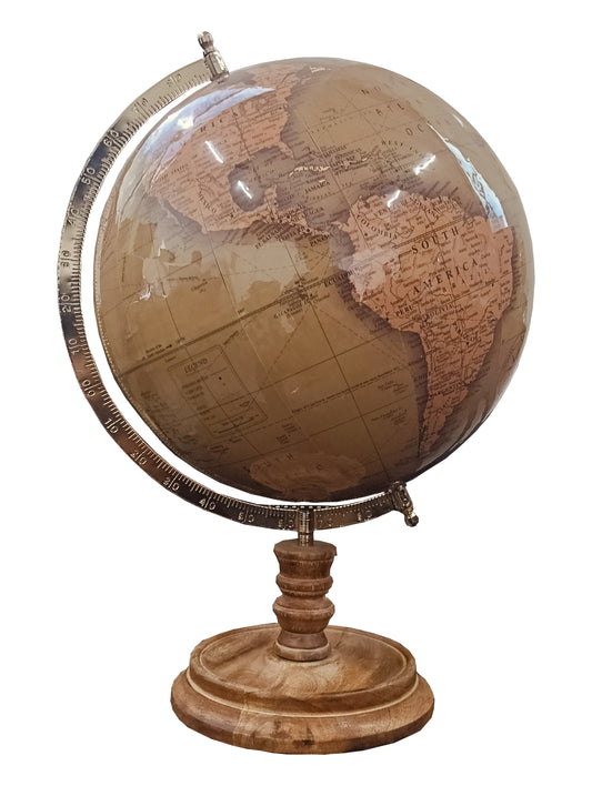 GLOBE DADDY Rotating World Globe 12 Inch with Metal Arc and Wooden Stand for Showpieces for Home Décor, Office Decor and Decorations, decor Items, Birthday, Party Gifts and Aniversary.