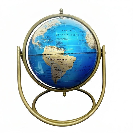 Decorative Tabletop World Globe (8 Inch) – Metal Frame Stand, Office Desk Decor, Educational Geography Globe